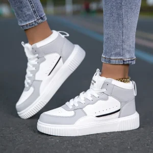 YRZL High Top Sneakers Unisex Waterproof Pu Leather Lightweight Sports Shoes Wear Resistant Tennis Shoes for Men Women