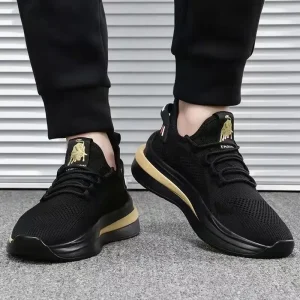 2025//* Men's Casual Sneakers - Summer Trendy Round-Toe Black Shoes, Breathable Sports Shoes for Spring/Summer